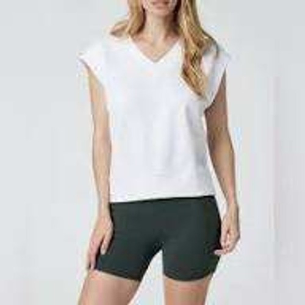 NWT Vuori Womens White V Neck‎ Cropped Sweatshirt Vest Athletic Size L Golf